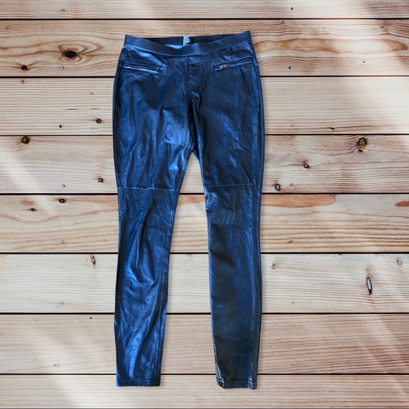 HUE Pants - HUE• Size Small•Faux Leather Leggings•With Zippers/ Pockets• Mid Waist• No Flaws